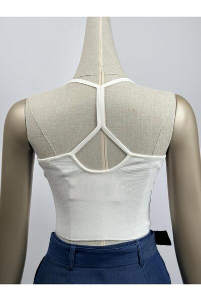 FEMİAS Ecru Low-cut Knitwear Blouse