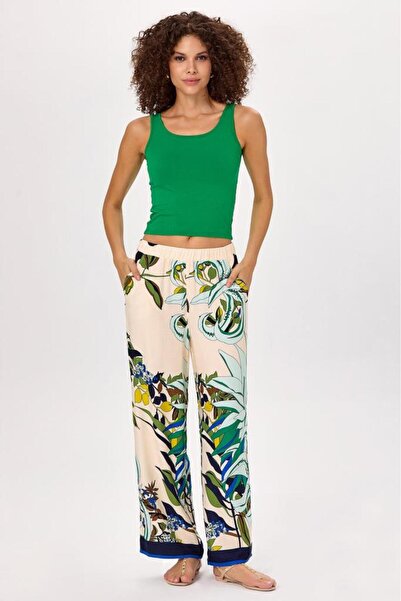 İKİLER Beli Lastikli Cepli Desenli Pantolon 025-3513