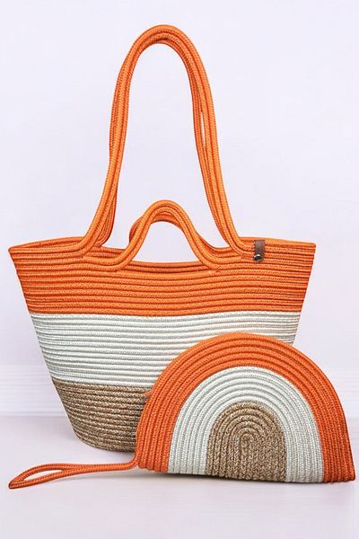 MaVaux Τσάντα και τσάντα ώμου με διπλό φερμουάρ Lumos Wicker Look