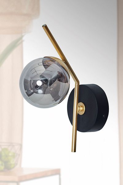 Luzarana Elite Yellow Black Metal Body Smoked Glass Design Luxury Vertical Sconce