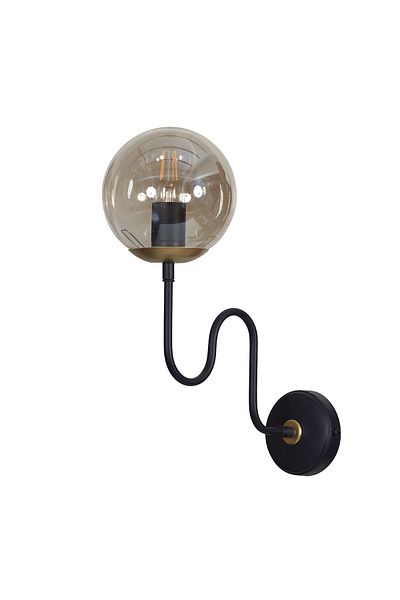 Luzarana Ferro Vertical Yellow Black Metal Body Honey Colored Glass Design Luxury Sconce