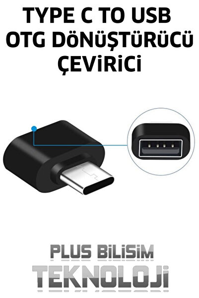 Plus Bilişim Type c to usb çevirici, type c otg dönüştürücü, usb otg, Type C 3.1 Usb 3.0 Data Çevirici Adaptör