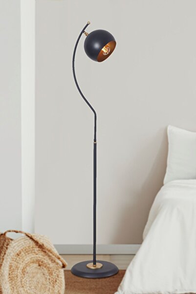 Luzarana Moon Sarı-Siyah Metal Gövde Tasarım Lüx Yerden Aydınlatma Lambader