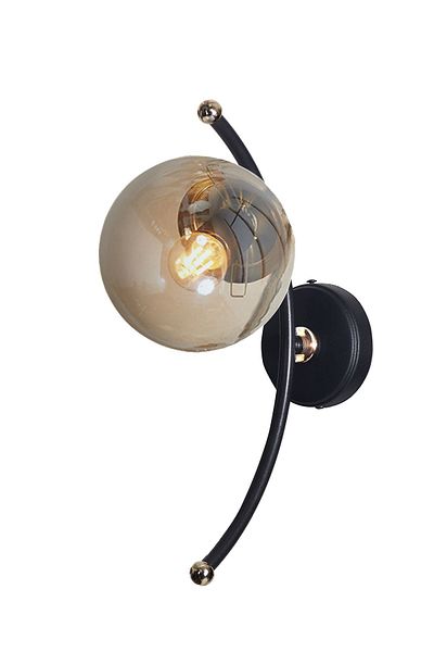Luzarana Nora Black Gold Metal Body Honey Glass Design Luxury Sconce