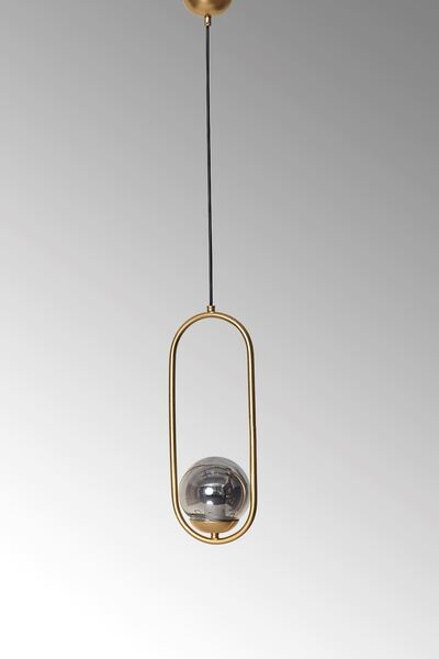 Luzarana Zenga Tekli Sarı Metal Gövde Füme Camlı Tasarım Lüx Sarkıt Avize