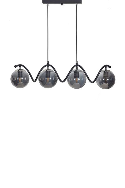 Luzarana Nora 4-Piece Black-Chrome Metal Body Smoked Glass Design Luxury Chandelier