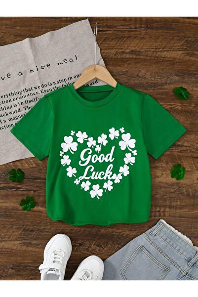 MORNİNG KİDS Tricou verde cu imprimeu inimă pentru fată