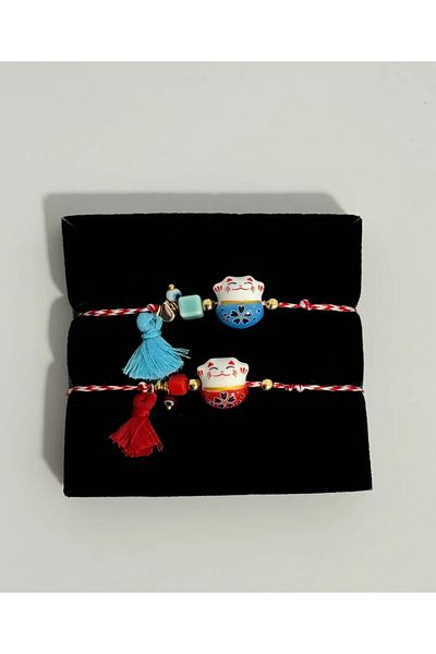 stainless steell Marteniçka Lucky Cat Rope Bracelet Maneki Neko (1 Pc)