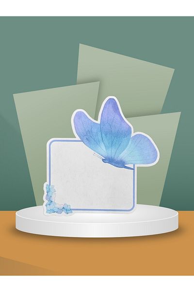 Özcan Toptan Tuhafiye Gift Blue Butterfly Patterned Notepad | Note Paper | Notepad