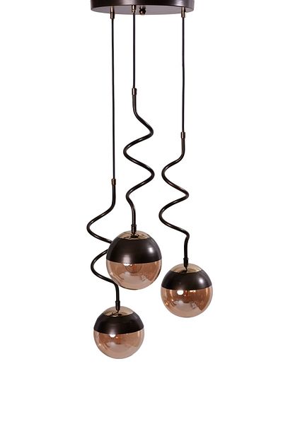 Luzarana Stella 3-Piece Luxury Metal Body - Gold Antique and Honey Glass Design Chandelier
