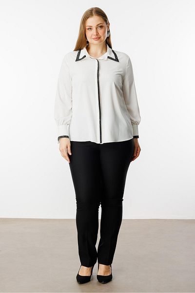 Moda İlgi Women's Plus Size Stone 티셔츠 4095 Ecru