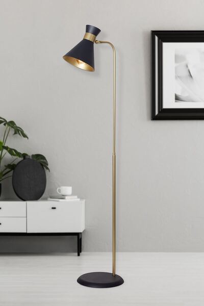 Luzarana Omega Sarı-Siyah Metal Gövde Tasarım Lüx Yerden Aaydınlatma Lambader