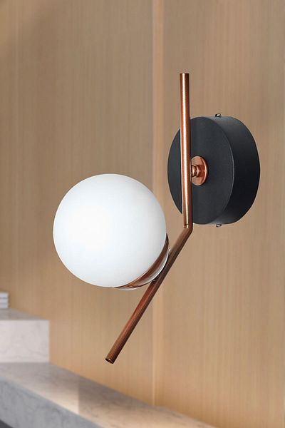 Luzarana Elite Copper Black Metal Body White Glass Design Luxury Horizontal Sconce