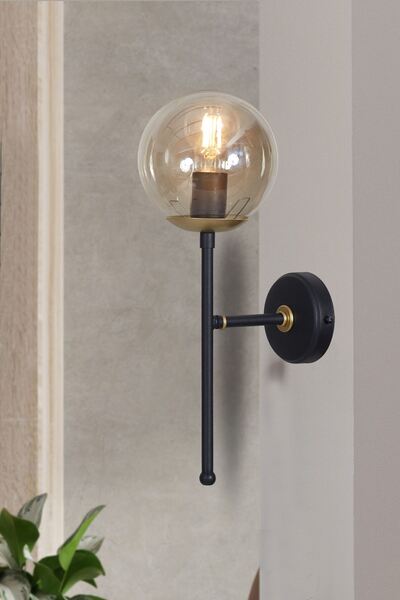 Luzarana Olimpo Yellow-Black Metal Body Honey Color Glass Design Luxury Sconce