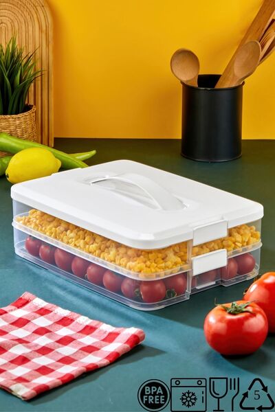 Pazarika Practical 2 Tiers Storage Container Refrigerator Organizer Multi-Pur...