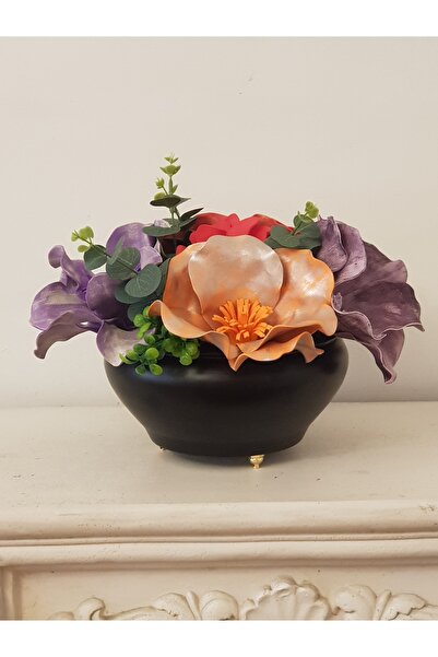 Arose Yapay Çiçek Arajman 20cm çap Siyah vazo