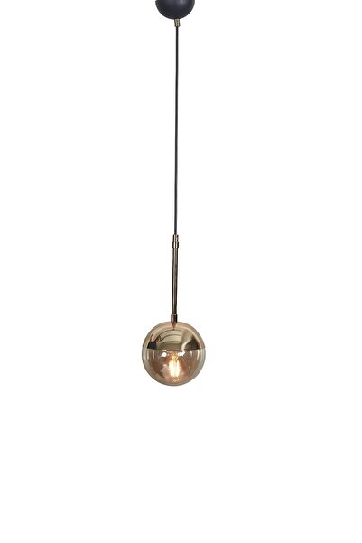 Luzarana Nova Tekli Gold-Siyah Metal Gövde Bal Camlı Tasarım Lüx Sarkıt Avize