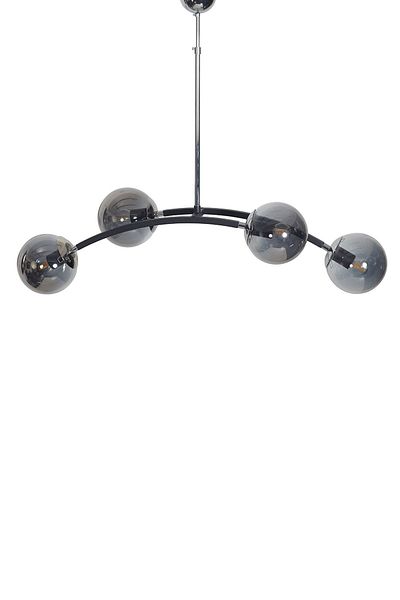 Luzarana Veni 4-Piece Black-Chrome Metal Body Smoked Glass Design Luxury Chandelier