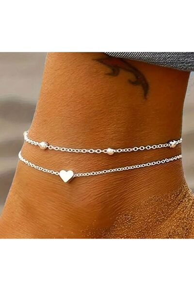 Dgt Luxury Heart Figured Two-Layer Anklet