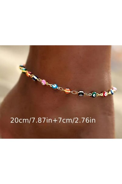 Dgt Luxury Boho Evil Eye Bead Anklet