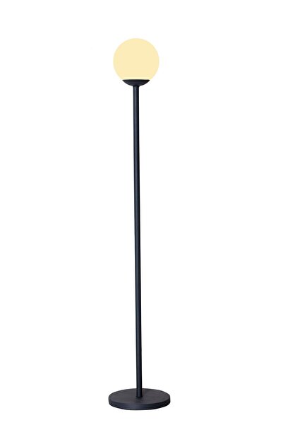 Luzarana Glob Antrasit Metal Gövde Beyaz Camlı Tasarım Lüx Yerden Aydınlatma Lambader