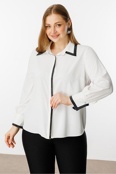 Moda İlgi Women's Plus Size Stone 티셔츠 4095 Ecru