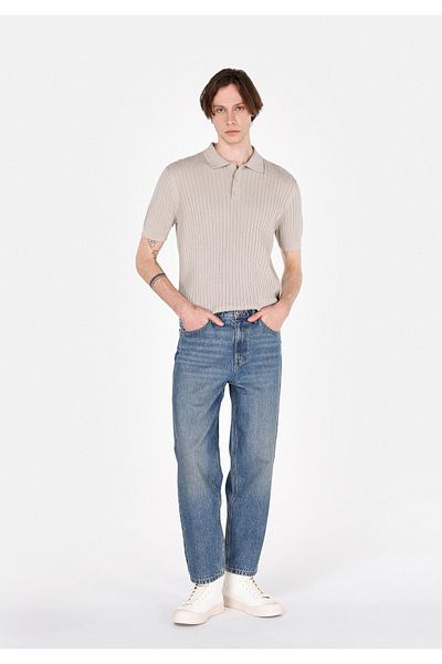 Colin's Pantaloni de jeans albaștri pentru bărbați, cu talie medie, cu picioare largi
