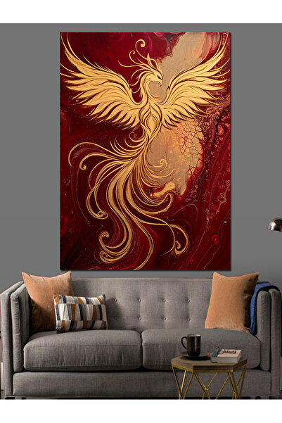 ekart Golden Phoenix Decorative Canvas - Mdf Wooden Painting