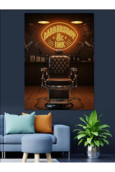 KanvasSepeti Scaun de frizer Pânză decorativă Pictură în ulei Texturată Pânză...