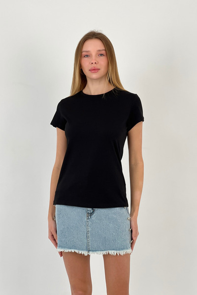 Miss Poem Ženska letnja majica kratkih rukava Slim fit uska crna