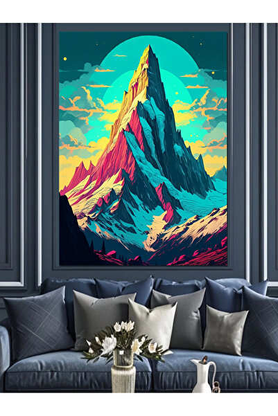 KanvasSepeti Colorful Mountains Decorative Canvas - Oil Painting Textured Hig...
