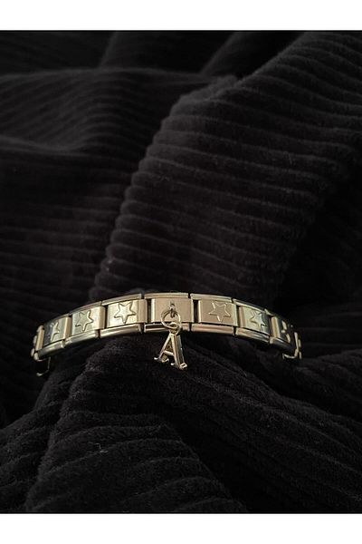 bijoux uniques Letter a Starry Steel Italian Charm Bracelet