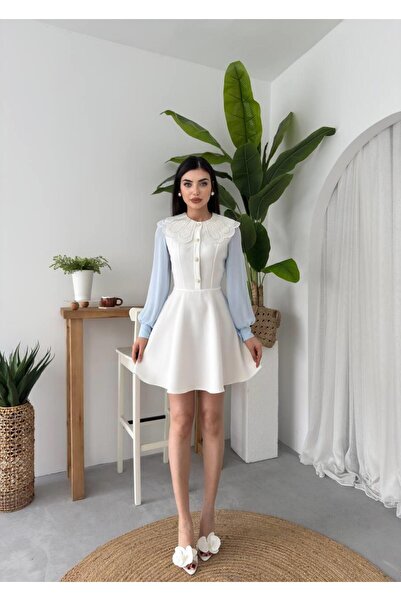conconmoda LacaBelle Atlas İşlemeli Kolları Tül Mini Elbise