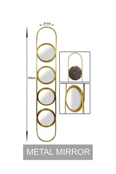 TrentonGCC Set Of 2 Gold Metal Wall Mirror – Decorative 3-round Hanging Mirror