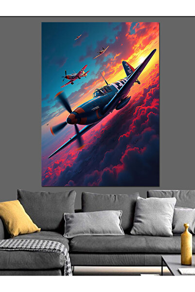 ekart Airplane in the Air Decorative Canvas - Mdf Wooden Painting