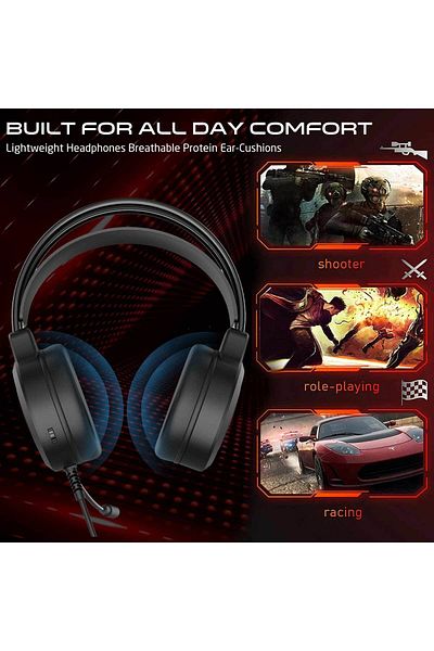 GAMEON GOT101 Shadowfire, RGB Gaming Headset, for PS4/PS5/XBOX ONE/PC, USB+3.5mm Connectivity, Black