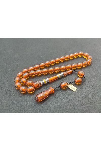 İskeçe Exclusive Zeyn Masterpiece: Double Sanding, Double Polish Hand Boy Silver Nakkaş Squeeze Amber
