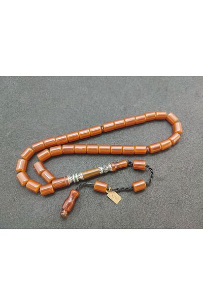 İskeçe Exclusive Zeyn Master Double Sanding Double Polish Hand Boy Silver Nakkaş Amber Certified 7512