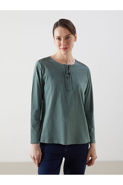 LC Waikiki Γυναικεία μπλούζα με κέντημα LCW Grace με γιακά