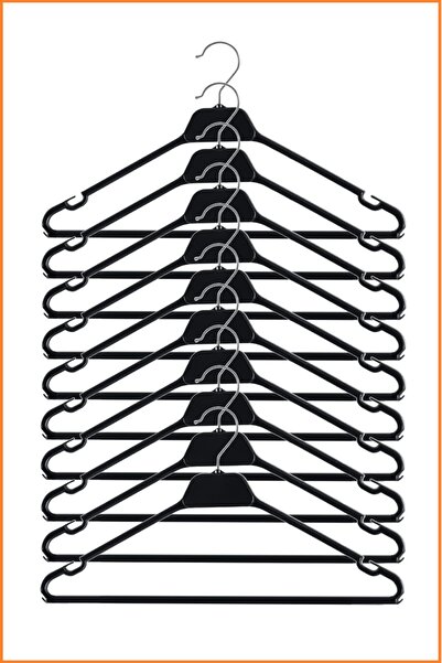 EZMK EV GEREÇLERİ Kuru Temizleme Askısı, Elbise Askısı, 42 cm siyah Renk, 10 Adet