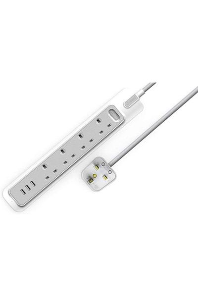 RAFEED Power Extension Cable 3M 4 Sockets, 3 USB charging port, 3120 Watts