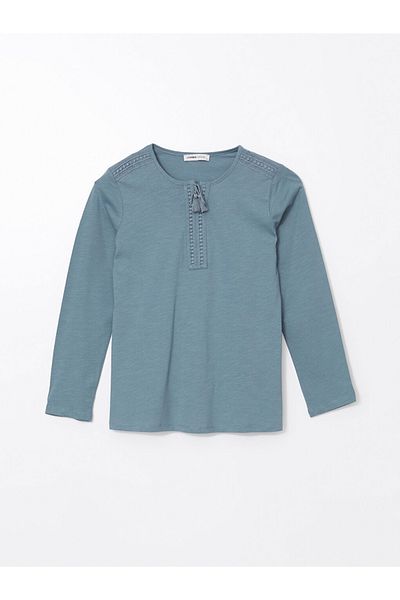 LC Waikiki Lcw Grace Lace-Up Collar Embroidery Women's Blouse
