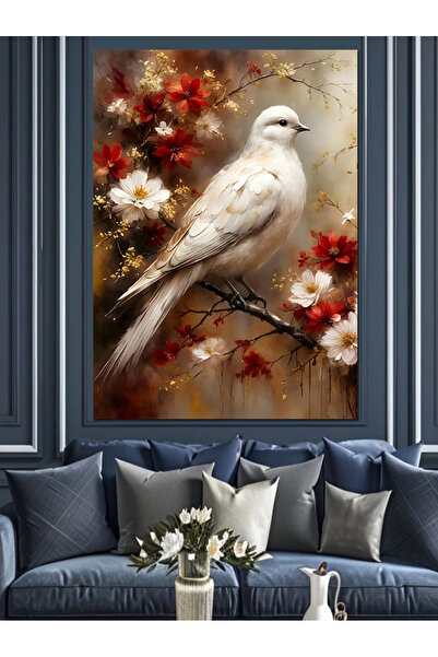 ekart Beyaz Güvercin Dekoratif Kanvas - Mdf Ahşap Tablo