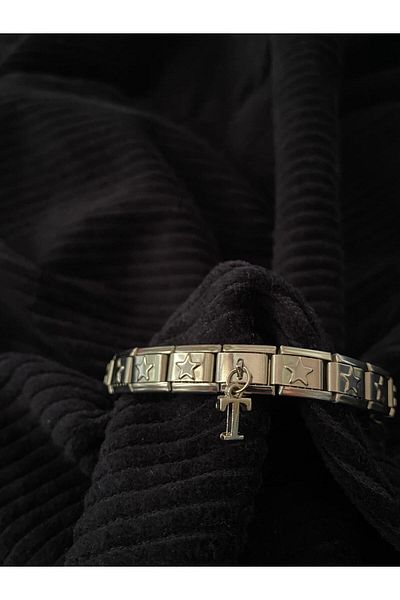 bijoux uniques Letter t Starry Steel Italian Charm Bracelet