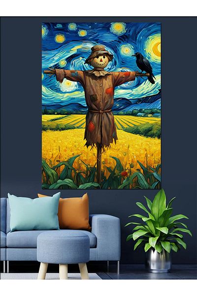 Tablomega Scary Scarecrow Decorative Canvas - Mdf Wooden Painting