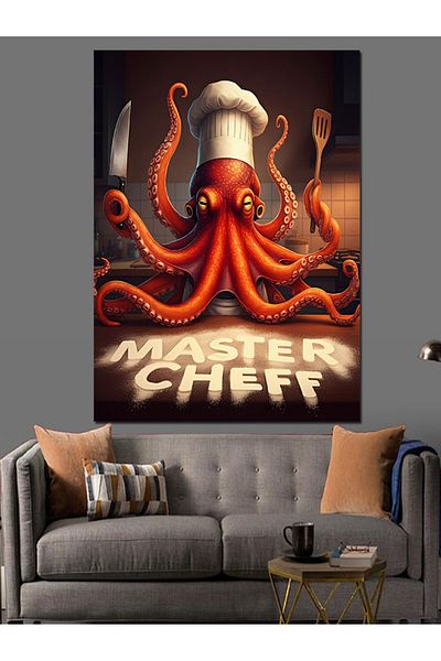 Tablomega Pânză decorativă Octopus Chef - Lemn MDF
