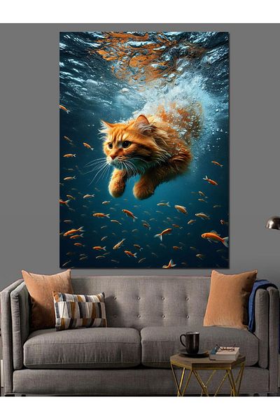 Tablomega Floating Cat Decorative Canvas - Mdf Wooden Painting