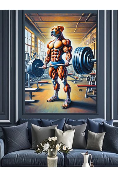 Tablomega Bodybuilding Dog Decorative Canvas - Mdf Wooden Painting