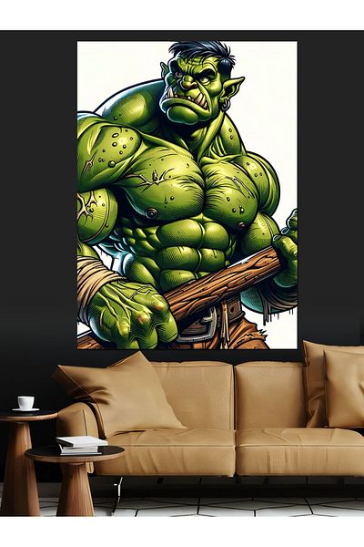 Tablomega Green Monster Decorative Canvas - Mdf Wooden Painting