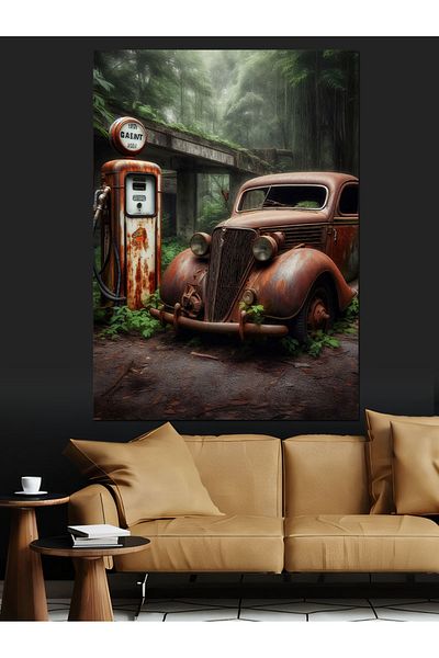 Tablomega Pânză Decorativă Old Car In The Forest - Lemn MDF